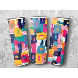 Colorful Abstract Art Sublimation Tumbler Wrap Vibrant Geometric Print
